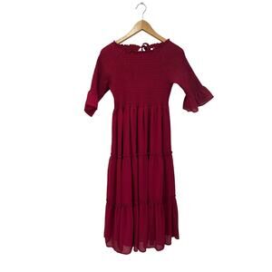 JessaKae Smocked Romantic Midi Dress Valentine Date Night Size Small